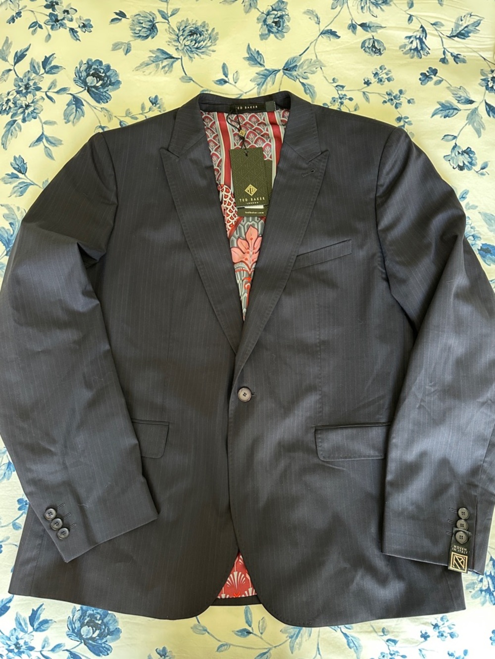 Ted Baker Men's Navy Pinstripe Suit Jacket Size 46R